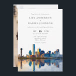 Dallas Skyline Destination Photo Wedding Einladung<br><div class="desc">This elegant Dallas skyline watercolor wedding invitation can be personalized with your information in chic typography and all your special photo on the reverse. Designed by Thisisnotme©</div>