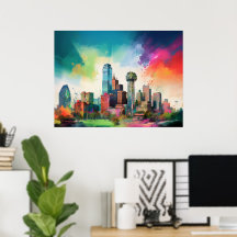 Dallas Skyline Graffiti Art