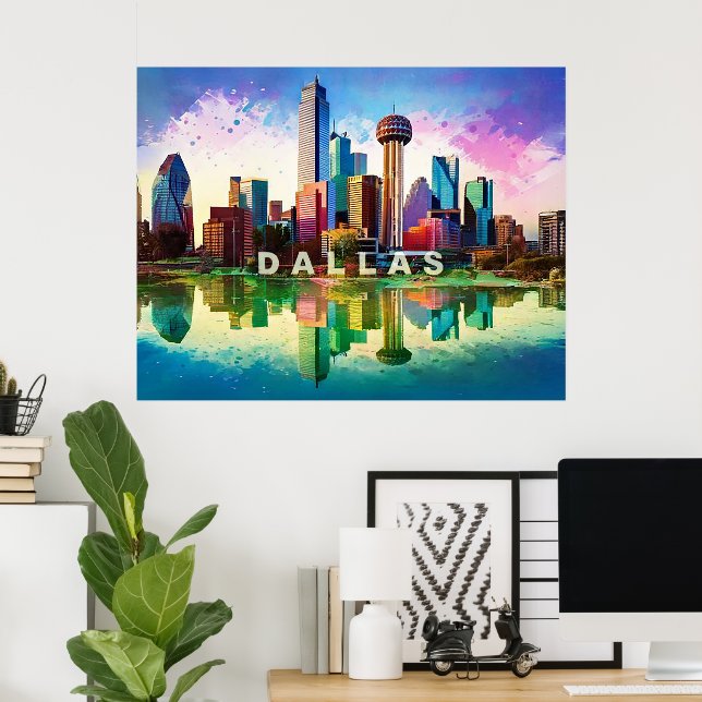 Dallas Skyline Graffiti Art Poster (Heimbüro)