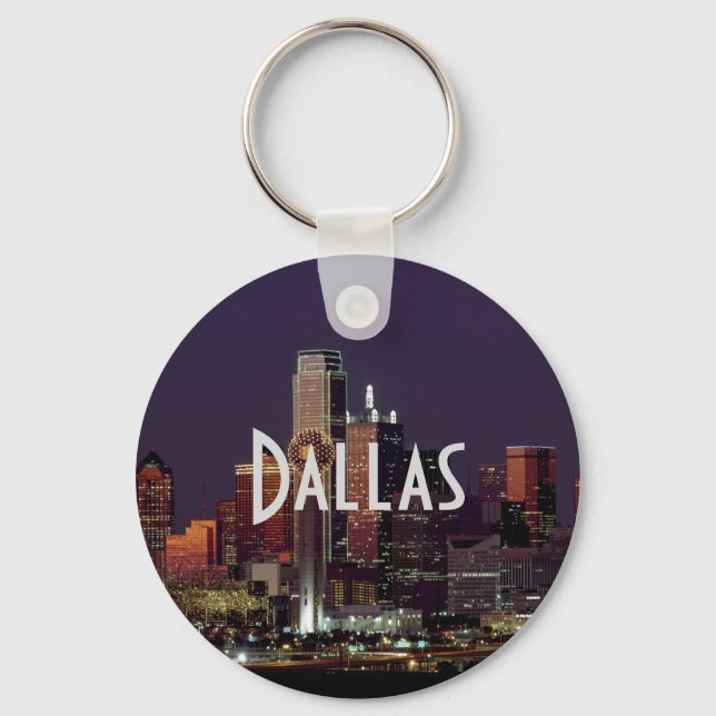 Dallas Skyline in der Nacht Schlüsselanhänger (Vorderseite)