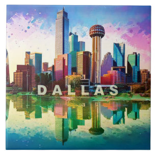 Dallas Skyline Kunst Fliese