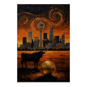 Dallas Skyline Longhorn Weltmeisterschaft 2026 Fuß Poster