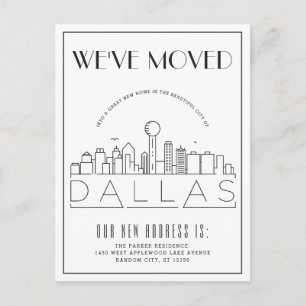 Dallas Skyline Modern Deco   Adressänderung Ankündigungspostkarte