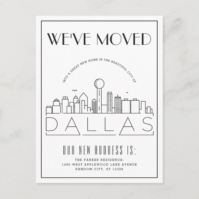  Dallas Skyline Moderner Deko | Änderung der Ansch Ankündigungspostkarte (Vorderseite)