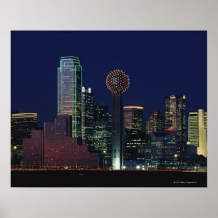 Dallas-Skyline nachts Poster