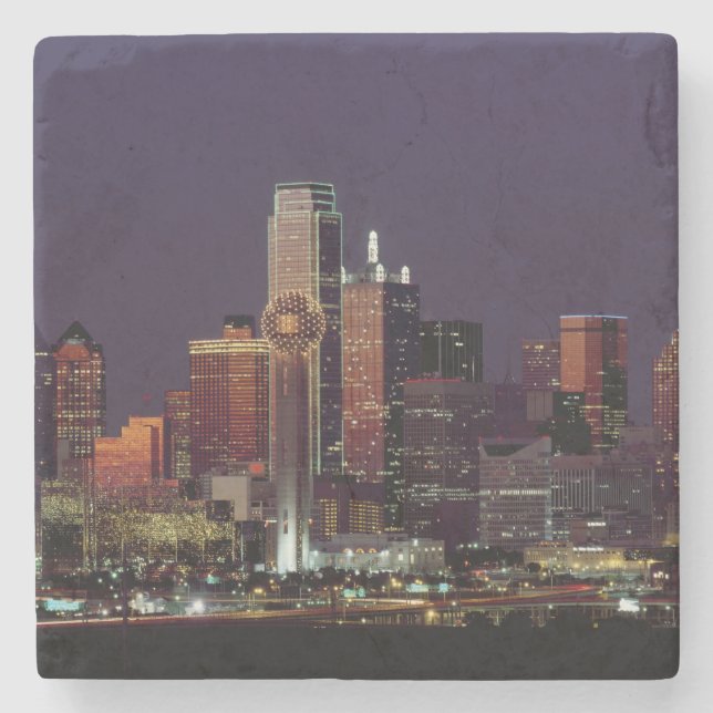 Dallas-Skyline nachts Steinuntersetzer (Vorderseite)