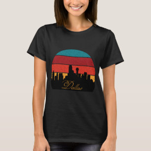 Dallas Skyline Retro Sonnenuntergang Reise T-Shirt