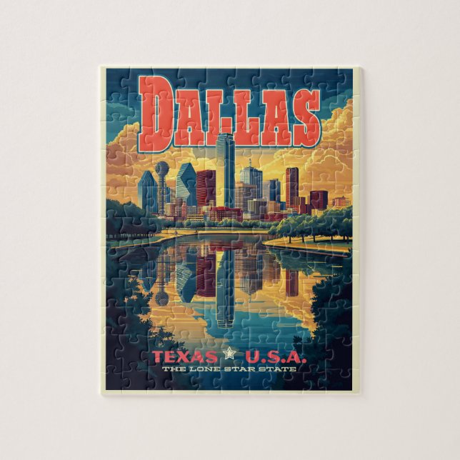 Dallas Skyline Retro Travel (Vertikal)