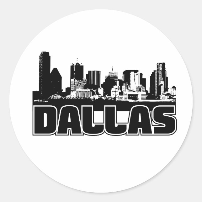 Dallas Skyline Runder Aufkleber (Vorderseite)