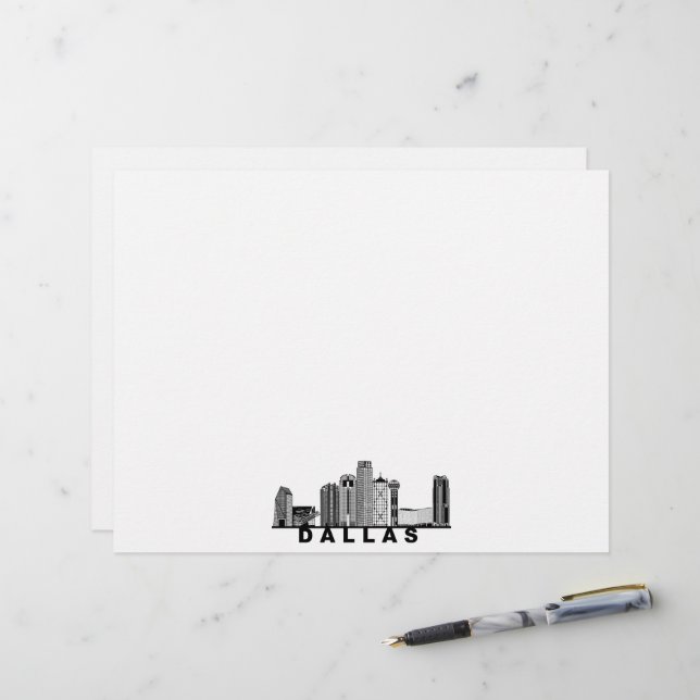 Dallas Skyline Silhouette  Briefbogen (Vorderseite/Rückseite Beispiel)