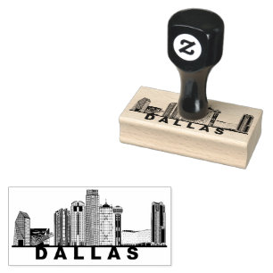 Dallas Skyline Silhouette Gummistempel