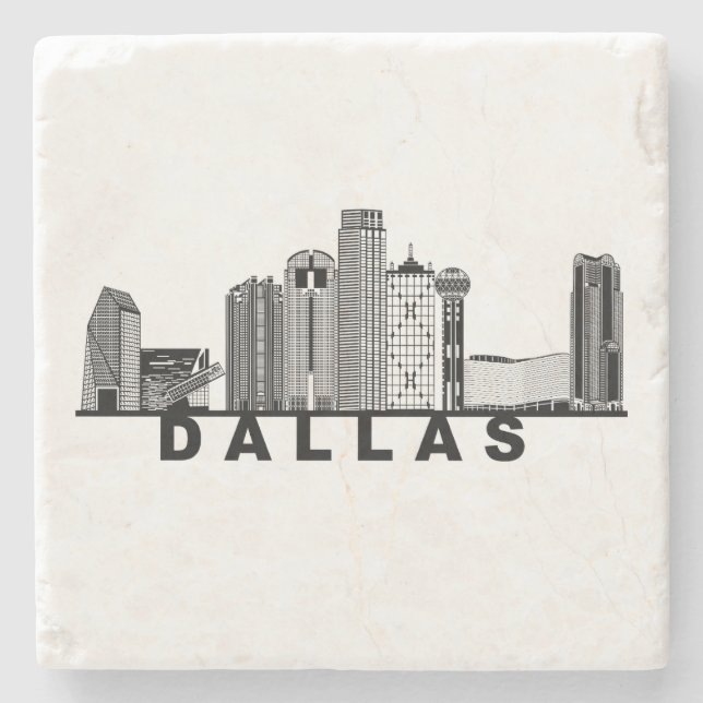 Dallas Skyline Silhouette  Steinuntersetzer (Vorderseite)