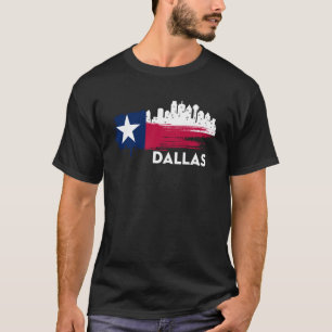 Dallas Skyline Texan-Flagge Texas Unabhängigkeitst T-Shirt
