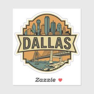 Dallas Skyline Texas Reise Retro-Abzeichen Aufkleber