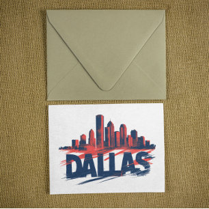 Dallas Skyline Wasserfarben Kunst Druck – Texas St Postkarte