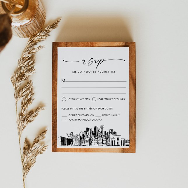Dallas Skyline Wedding RSVP Response Card Karte (Von Creator hochgeladen)