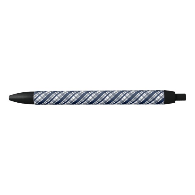 Dallas Sportfan Navy Blue Silver Kariert gestreift Kugelschreiber (Vorderseite)