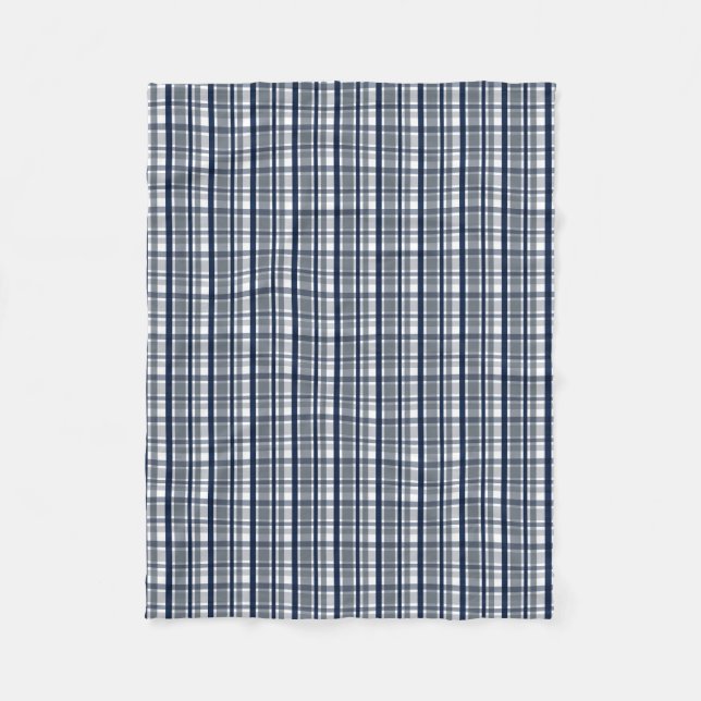 Dallas Sportfan Silver Navy Kariert gestreift Fleecedecke (Vorderseite)