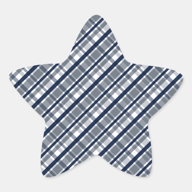 Dallas Sportfan Silver Navy Kariert gestreift Stern-Aufkleber (Vorderseite)