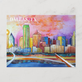 Dallas, Tex-Aquarellfarben-Postkarte Postkarte