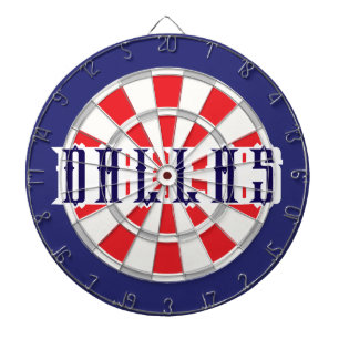 DALLAS Texan Weiß, Silber, Rot und Marineblau Dartscheibe