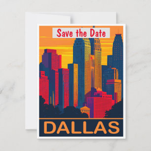 Dallas, Texas, Enregistrer la date, carte postale 