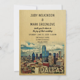 Dallas Texas Hochzeitseinladung Vintag Skyline Einladung