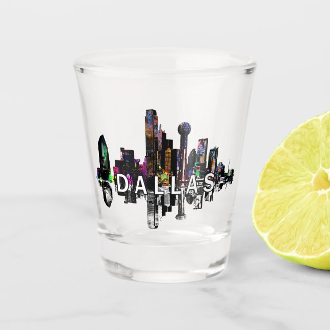 Dallas, Texas in Graffiti-Schießglas Schnapsglas (Vorderseite)