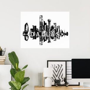Dallas, Texas in Schwarzweiß Poster