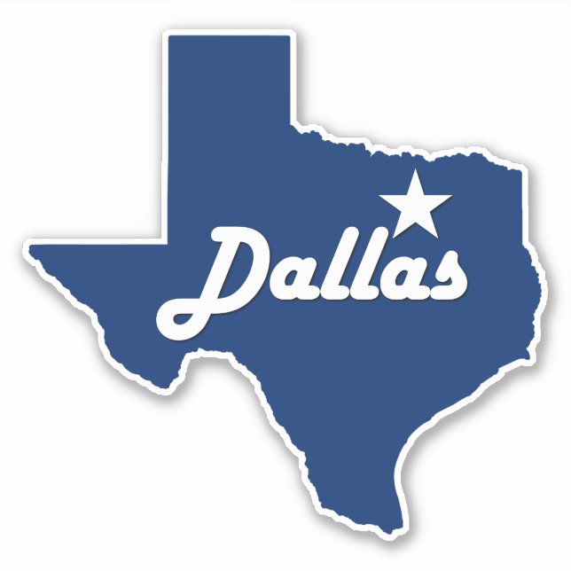 Dallas, Texas Lone Star Staat Stadtplan Aufkleber (Vorderseite)