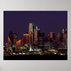 Dallas, Texas, Nachtskyline Poster