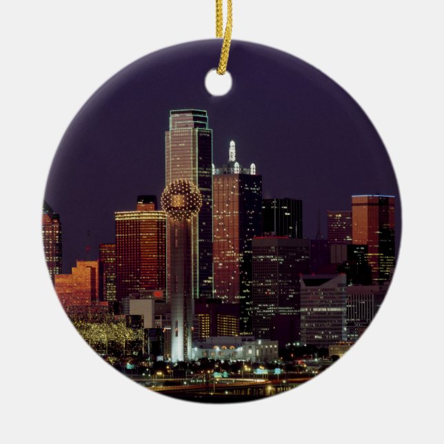 Dallas, Texas night skyline Keramik Ornament (Vorne)