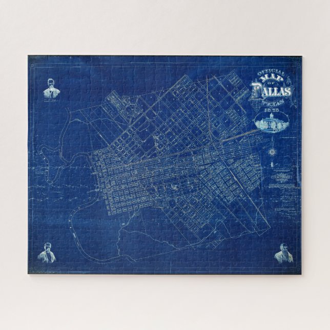 Dallas Texas Offiziell 1875 Detaillierte Blueprint (Horizontal)
