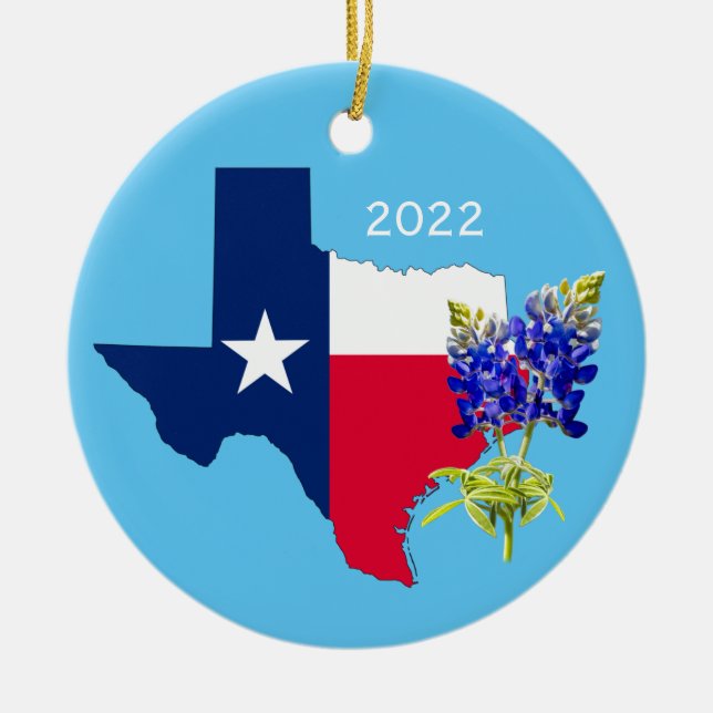 Dallas, Texas Outline and Bluebonnets Ornament (Vorne)