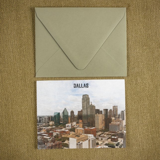 Dallas Texas Panorama VIew City Silhouette Postkarte (dallas texas city silhouette postcard)