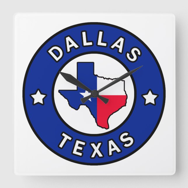 Dallas Texas Quadratische Wanduhr (Vorderseite)