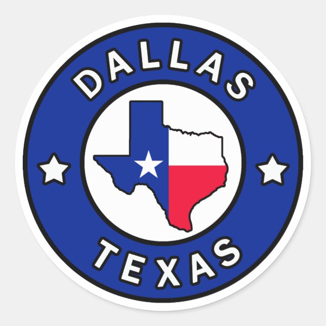 Dallas Texas Runder Aufkleber (Vorderseite)