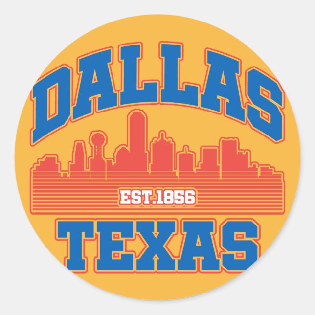 Dallas, Texas Runder Aufkleber (Vorderseite)