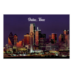 Dallas, Texas Skyline bei Dämmerung Poster