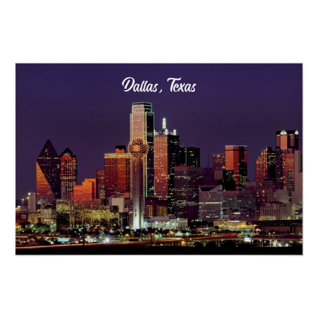 Dallas, Texas Skyline bei Dämmerung Poster (Vorderseite)