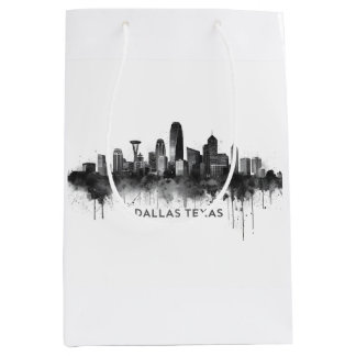 Dallas Texas Skyline Black and White Cityscape Mittlere Geschenktüte