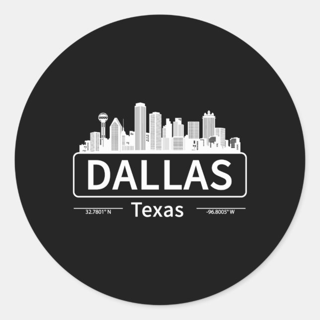 Dallas Texas Skyline Reise zur Liebe Dallas Runder Aufkleber (Vorderseite)