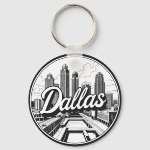 Dallas Texas Skyline Schwarz-Weiß-Stadtansicht Schlüsselanhänger