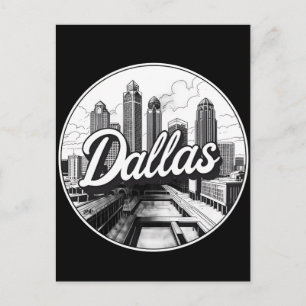 Dallas Texas Skyline Schwarzweiß Stadtlandschaft Postkarte