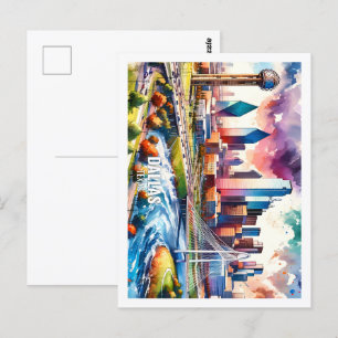 Dallas Texas US berühmter Ort Aquarell Postkarte