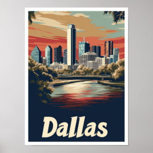 Dallas Texas USA Art Vintage Reisevorführung Poster