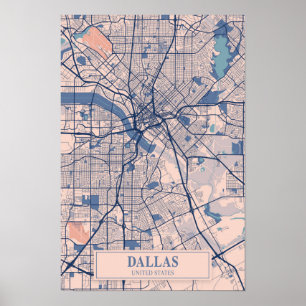 Dallas Texas USA Windige Stadt Karte Reise Poster