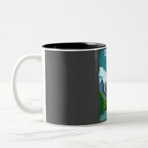 Dallas Texas Vintage Minimal Retro Reiseplakat  Zweifarbige Tasse