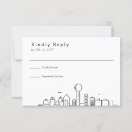 Dallas, Texas Wedding | Stilisierte Skyline-UAWG RSVP Karte
