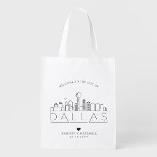 Dallas, Texas Wedding   Stilisierte Skyline Wiederverwendbare Einkaufstasche